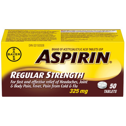 Aspirin 325 Mg Regular Strength Tablets Medium Bottle