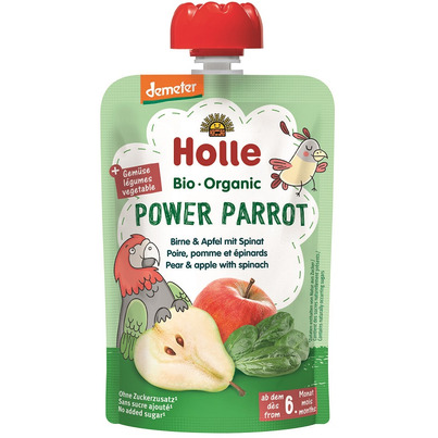 Holle Organic Pouch Power Parrot Pear With Apple & Spinach