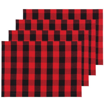 Now Designs Placemats Set Red Buffalo Check