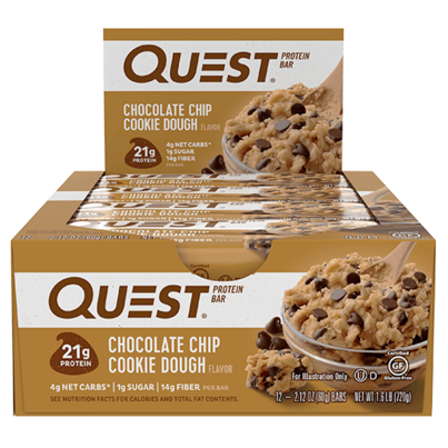 Quest Nutrition Protein Bar Chocolate Chip Cookie Dough Case