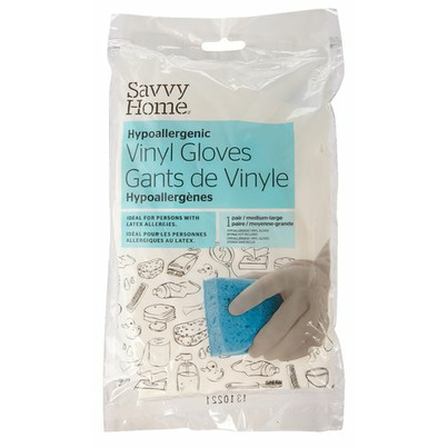 Savvy Home Hypoallergenic Vinyl Gloves Medium/Large