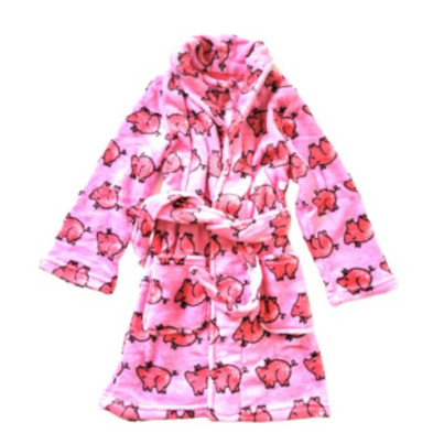 Chilli Peppers Girls Fleece Printed Robe Pig