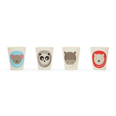 Red Rover Bamboo Fibre Cups With Animal