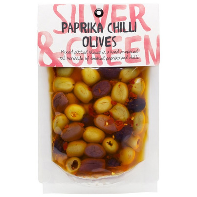Silver & Green Pitted Paprika Chilli Olives