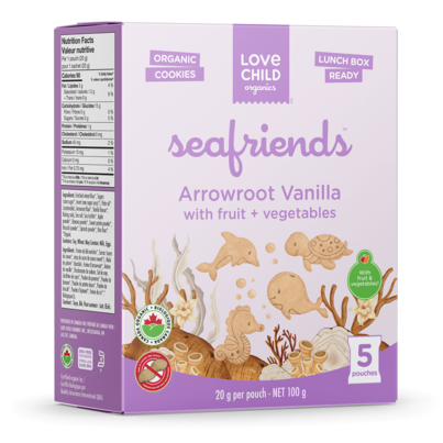 Love Child Organics Seafriends Arrowroot Vanilla Cookies Snack Pack
