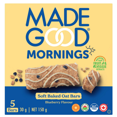 MadeGood Mornings Soft Baked Oat Bars Blueberry