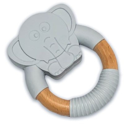 Babyworks Silicone & Beechwood Teething Ring Elly Elephant
