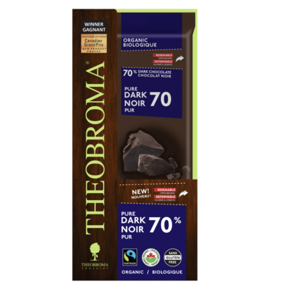 Theobroma Chocolat Organic 70% Cocoa Chocolate Bar