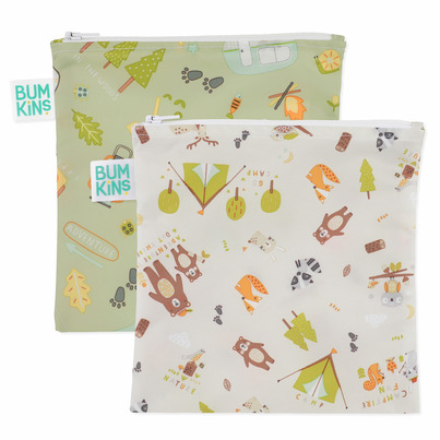 Bumkins Reusable Snack Bags Large Happy Campers