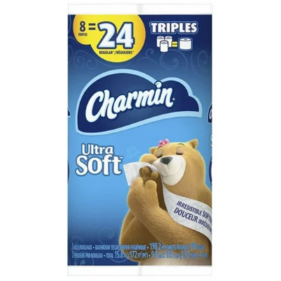 Charmin Ultra Soft Toilet Paper 8 Triple Rolls