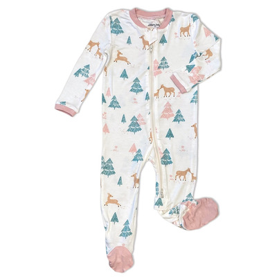 Silkberry Baby Bamboo Footed Sleeper With Zipper Deer Forest