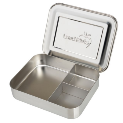 LunchBots Large Trio 3 Compartment Bento Box Stainless Steel