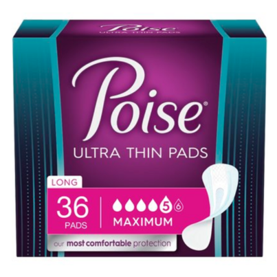 Poise Ultra Thin Incontinence Pads Maximum Absorbency Long Length