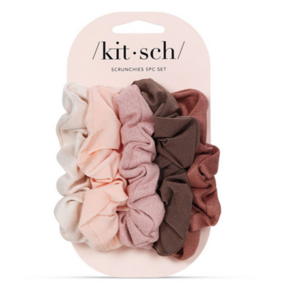 Kitsch Assorted Textured Scrunchies Set Terracotta