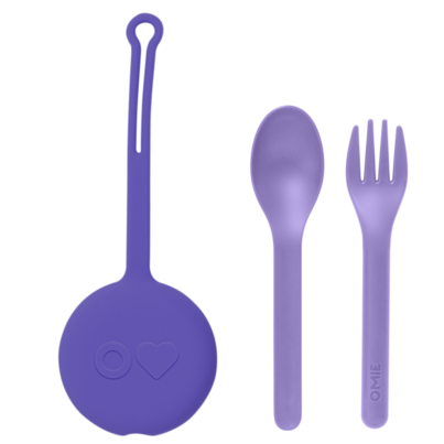 OmieLife Fork & Spoon + Pod Lilac