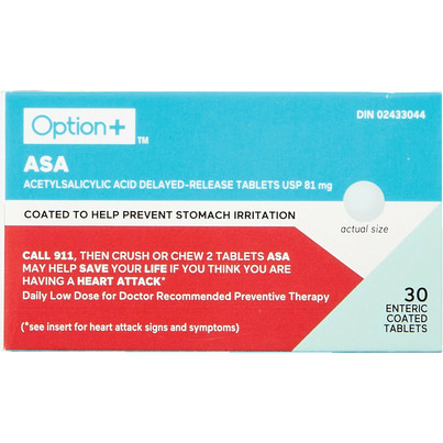 Option+ ASA Acetylsalicylic Acid Delayed-Release Tablets USP 81mg