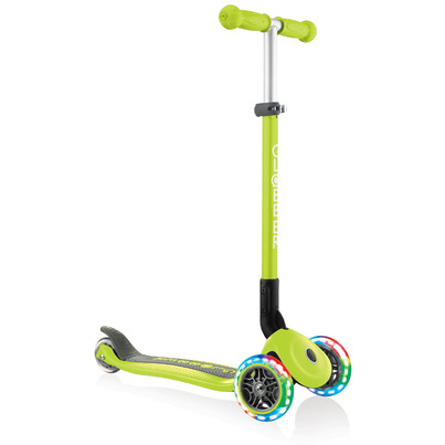 Globber Primo Foldable With Lights Green