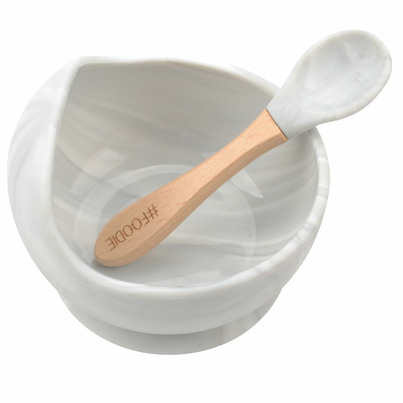Glitter & Spice Silicone Bowl + Spoon Set Marble