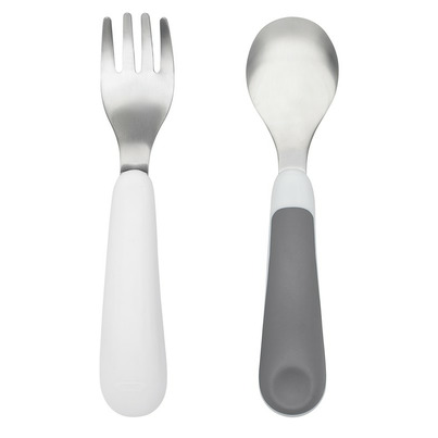 OXO Tot Fork & Spoon Set Grey