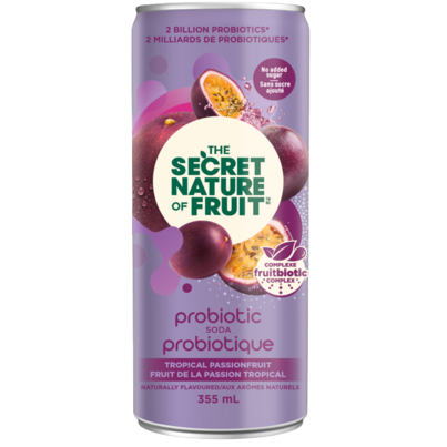 The Secret Nature Of Fruit Probitoic Soda Tropical Passion Fruit