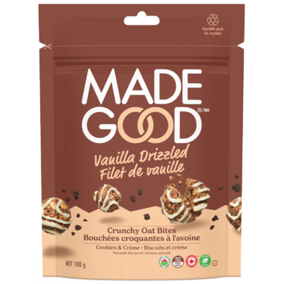 MadeGood Cookies & Creme Vanilla Drizzled Crunchy Oat Bites