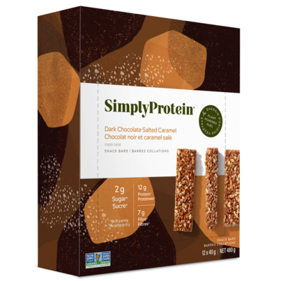 Simply Protein Dark Chocolate Salted Caramel Plant Based Snack Bars Case