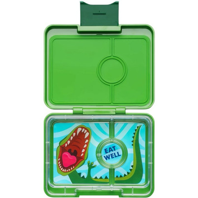 Yumbox Snack 3 Compartment Jurassic Green With Dinosaur Tray