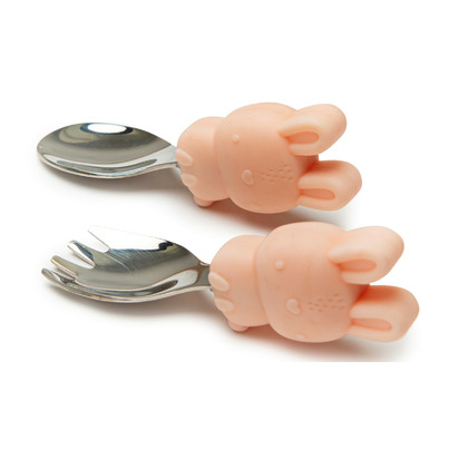 Loulou Lollipop Born To Be Wild Learning Spoon/Fork Set Bunny