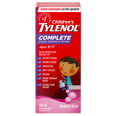 Tylenol Junior Strength Complete Cold, Cough & Fever Liquid Bubble Gum