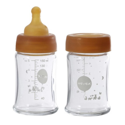 Hevea Baby Glass Bottle Wide Neck Natural