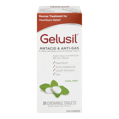 Buy Gelusil Antacid & Anti-Gas Chewable Tablets 20 Tablets Online in