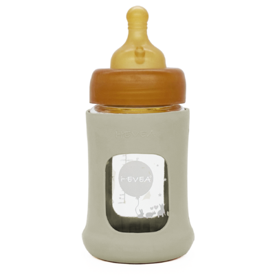 Hevea Wide Neck Baby Glass Bottle with Sleeve Ivory