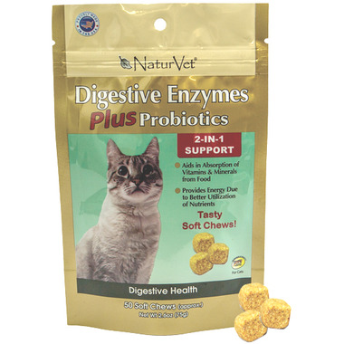Naturvet Digestive Enzymes Plus Probiotics Cat Soft Chews Naturvet Digestive Enzymes Plus Probiotics Cat Soft Chews