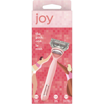 joy Razor Handle + 2 Razor Blade Refills Pink