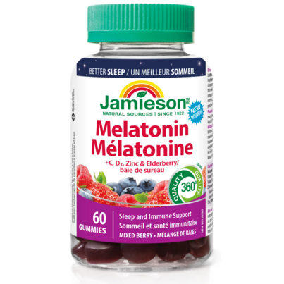 Jamieson Melatonin + Vitamin C, D, Zinc & Elderberry Gummies