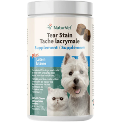 NaturVet Tear Stain Supplement Plus Lutein Soft Chew for Dogs & Cats