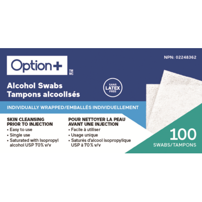 Option+ Alcohol Swabs Individually Wrapped