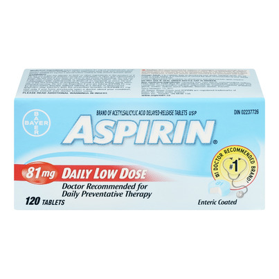 Buy Aspirin 81mg Daily Low Dose 120 Tablets Online in Canada | FREE ...