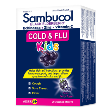 Sambucol Black Elderberry Cold & Flu Kids Chewable Tablets Sambucol Black Elderberry Cold & Flu Kids Chewable Tablets