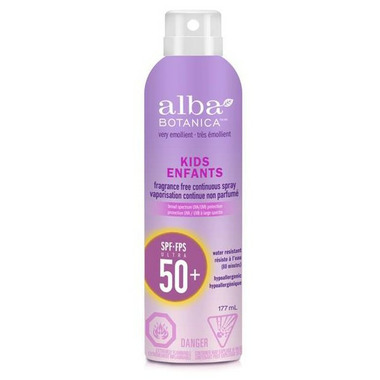 Alba Botanica Very Emollient Kids Continuous Spray Sunscreen SPF 50+ Alba Botanica Very Emollient Kids Continuous Spray Sunscreen SPF 50+