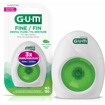 GUM Fine Dental Floss Mint Waxed Light Green