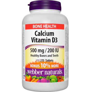 Webber Naturals Calcium Carbonate with D3, 500 mg/200 IU Webber Naturals Calcium Carbonate with D3, 500 mg/200 IU